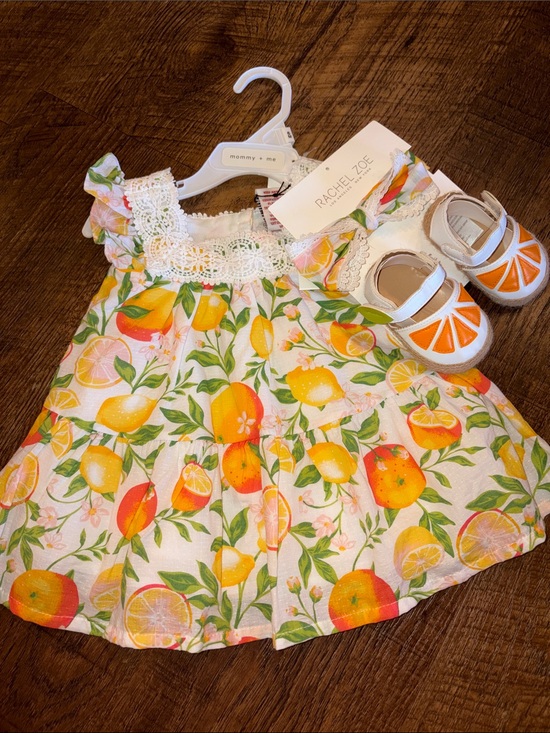 Rachel Zoe Other - NWT Rachel Zoe Baby Citrus Print Dress with Shoes and Headband - 3-6M